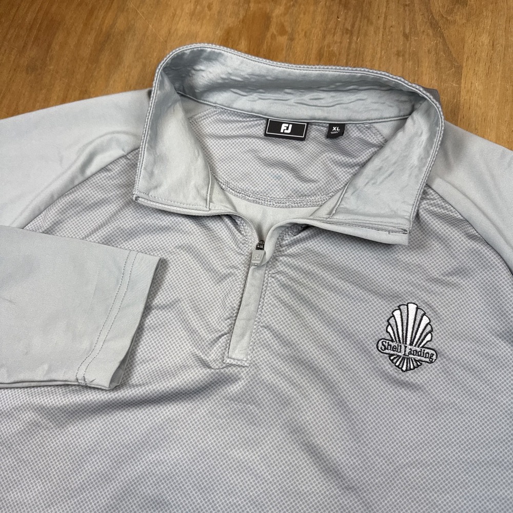 Footjoy Golf 1/4 Zip Long Sleeve Pullover Men's XL Gray Polyester‎ Logo Casual